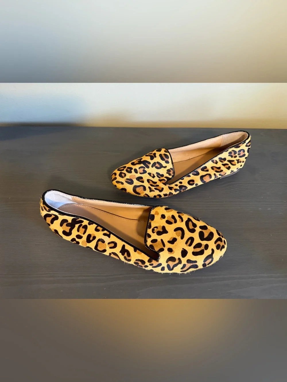 J Crew Cora Leopard Print Calf Hair Women's Slip-On Loafers NEW